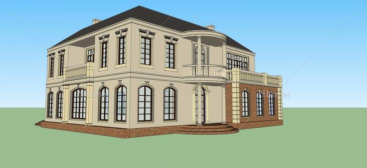 欧式风格别墅(45355)su模型下载