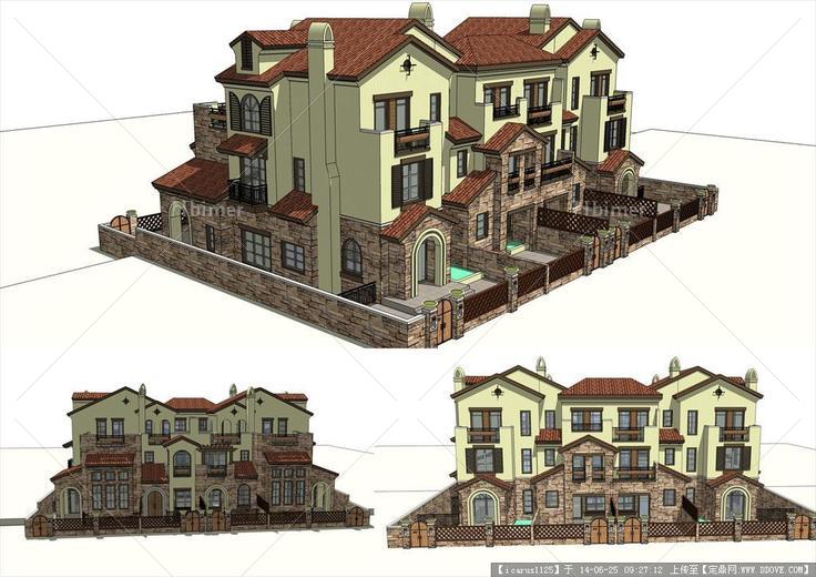 花园洋房西班牙风格su模型