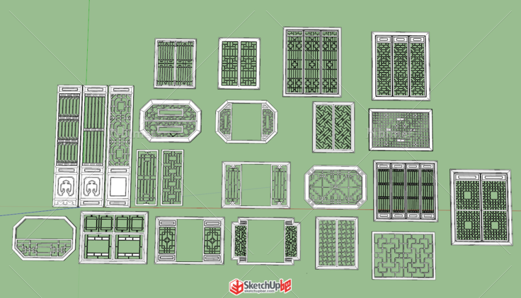 一组古建门 窗    精细素