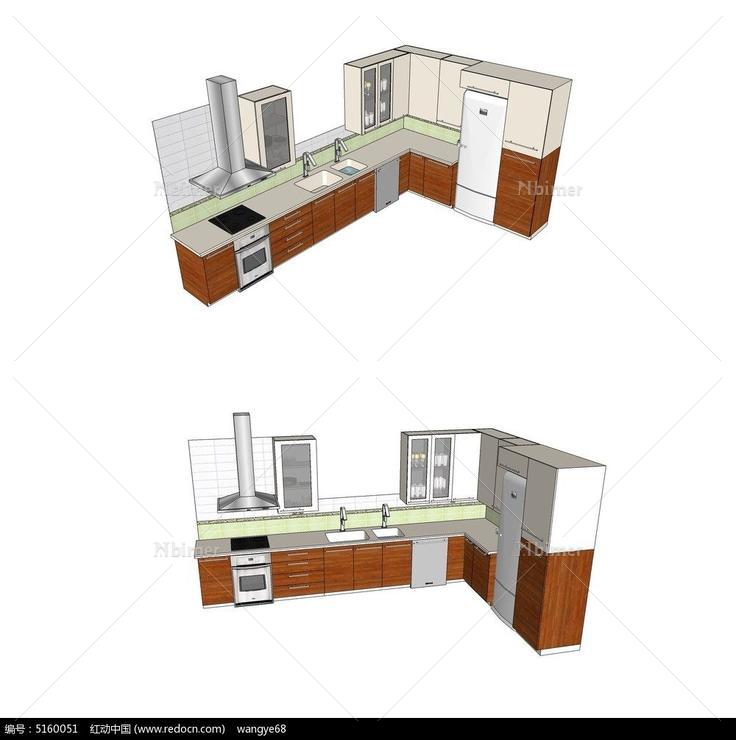整体厨房橱柜SU模型