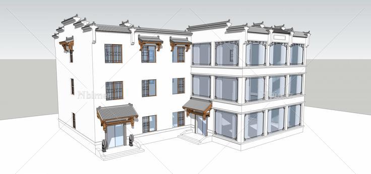 徽派古建会所(87331)su模型下载