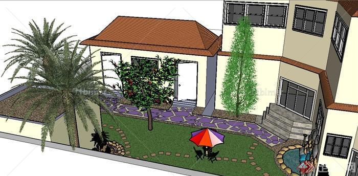 某别墅住宅庭院景观设计SU模型