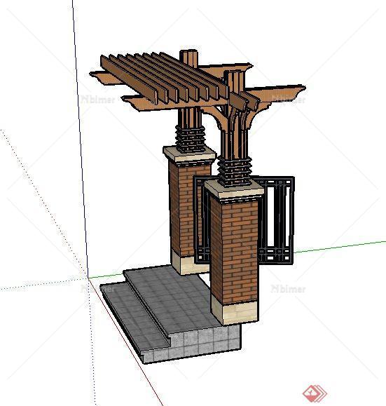 园路景观节点院门设计SU模型