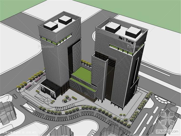 办公楼sketchup模型下载 高层办公楼su模型