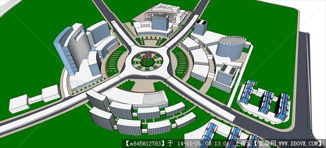 城市道路交叉口城市设计SU模型