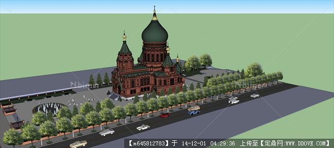 哈尔滨圣索菲亚教堂精细su模型