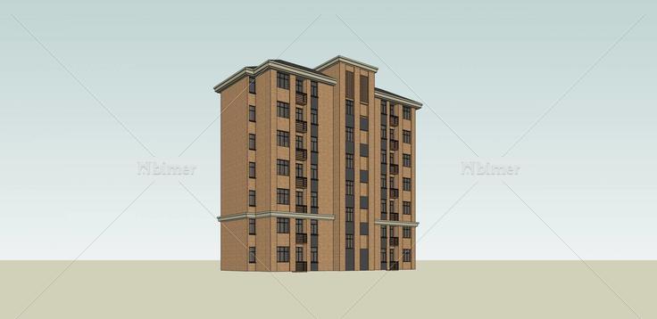 简欧风格多层住宅楼(36528)su模型下载