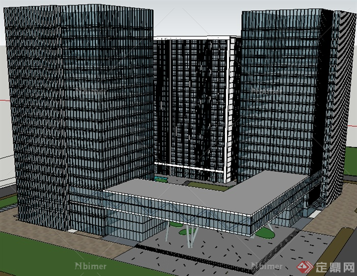 某个现代高层商业建筑设计SU模型素材