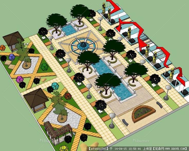 Sketch Up 景观模型---广场景观小品模型