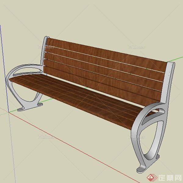 一个两脚长钢木椅设计的SU模型