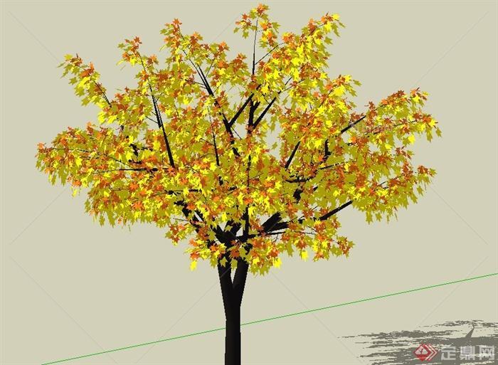 植物树池黄色乔木设计SU模型