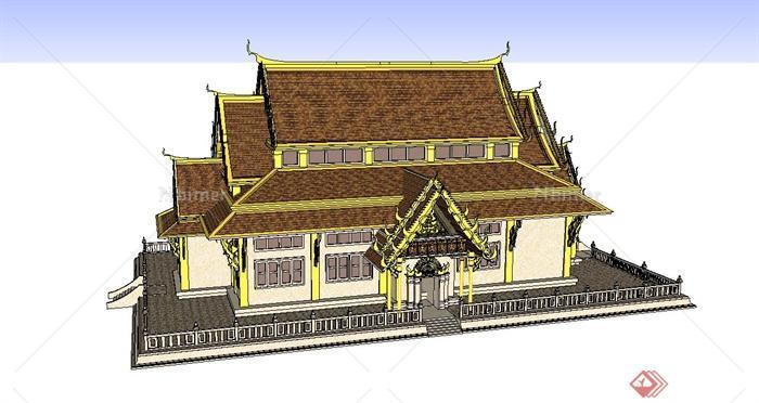 泰国庙宇建筑设计su模型