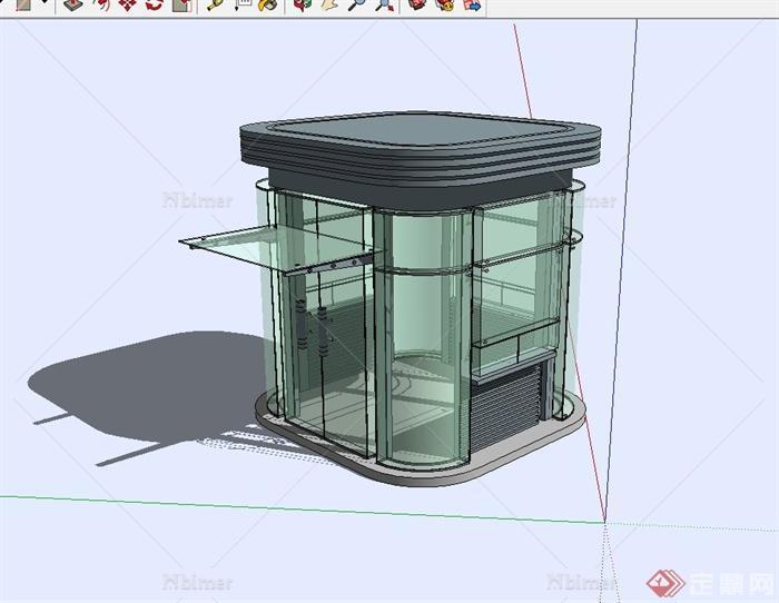 现代风格玻璃门房设计SU模型[原创]