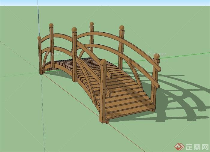 现代风格木质景观桥设计su模型[原创]