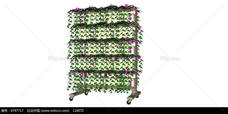 植物装饰花移动隔墙SU模型