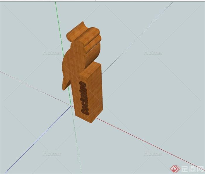 木质鹦鹉标志牌设计su模型