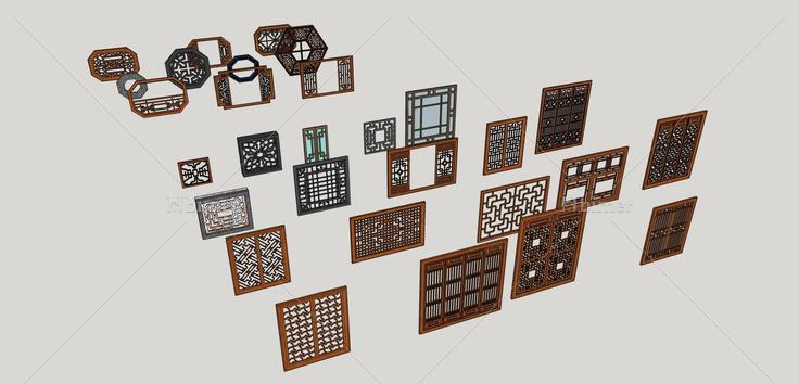 古建窗集合(168457)su模型下载
