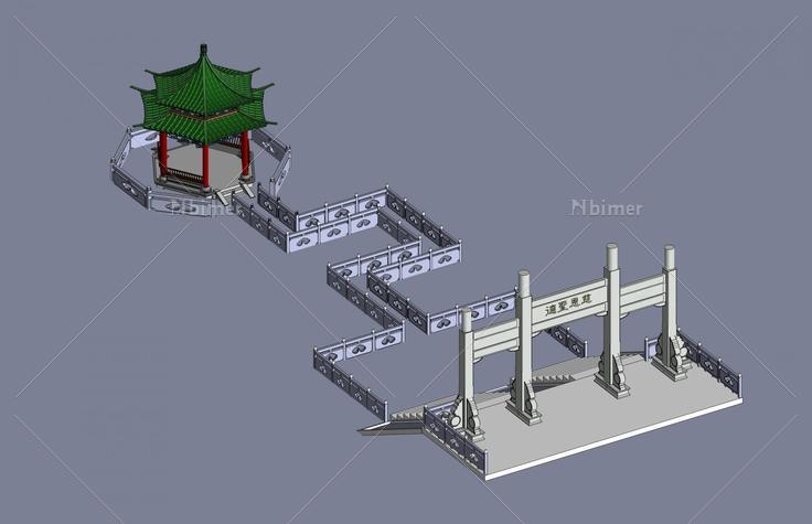 中式景观(50058)su模型下载