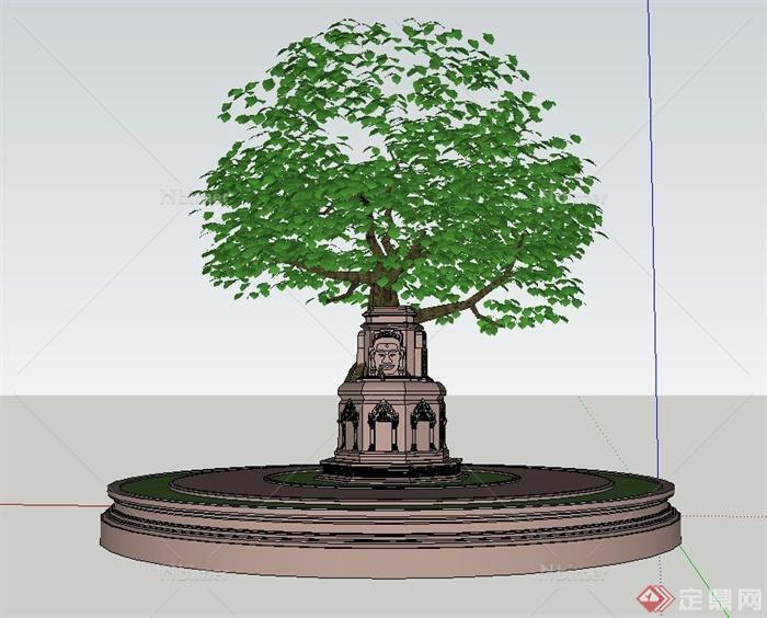 园林小品树雕设计SU模型