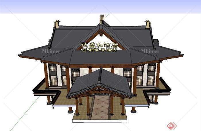某古典中式酒店门厅设计SU模型