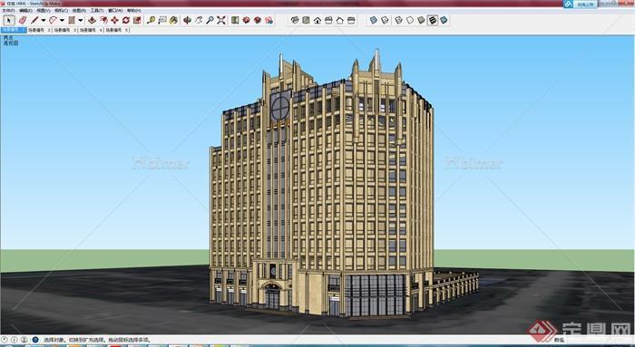 某现代风格商住建筑设计方案SU模型2