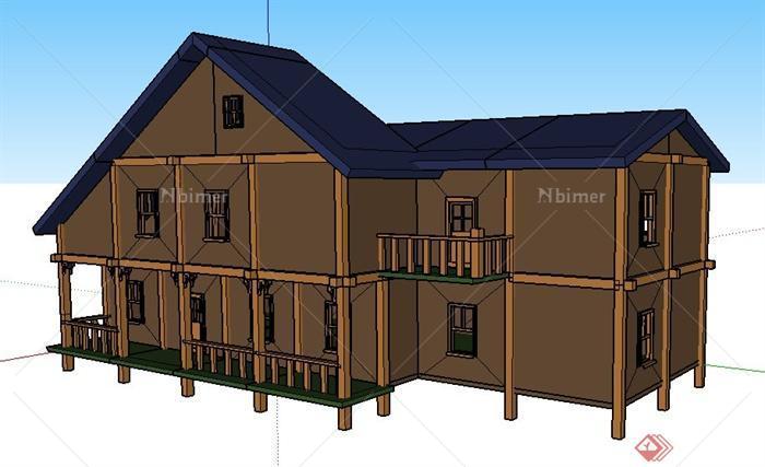 某二层酒馆建筑设计SU模型