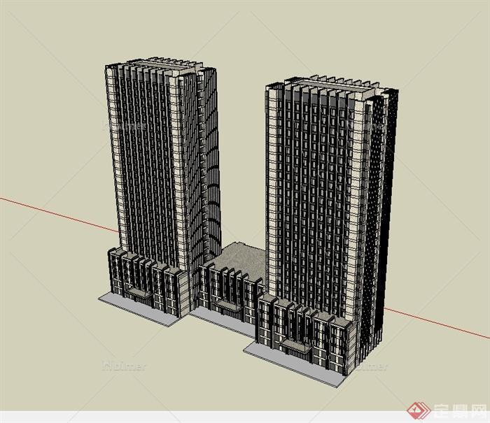 新古典高层办公楼建筑楼设计su模型[原创]