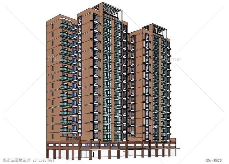 多户高层住宅 su模型 3d
