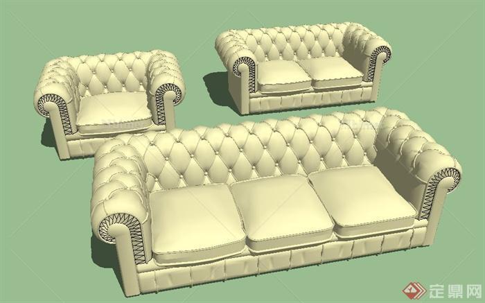 三款欧式软包沙发设计su模型[原创]