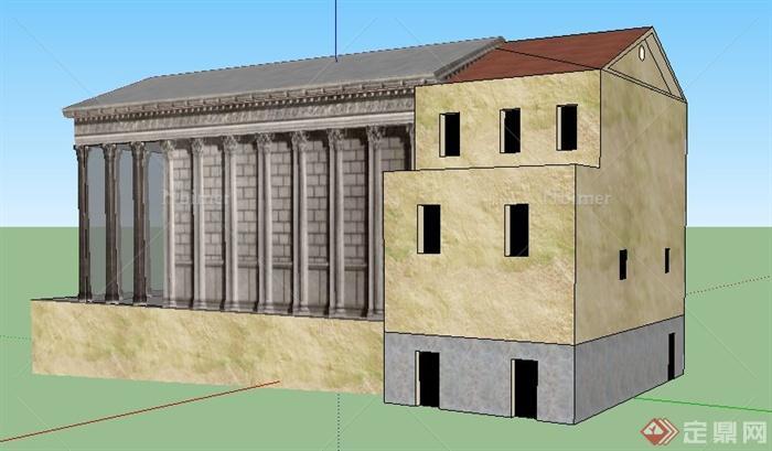 欧式老教堂建筑设计SU模型