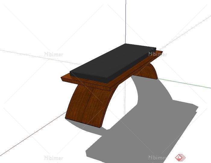 某现代风格室内条凳设计su模型[原创]