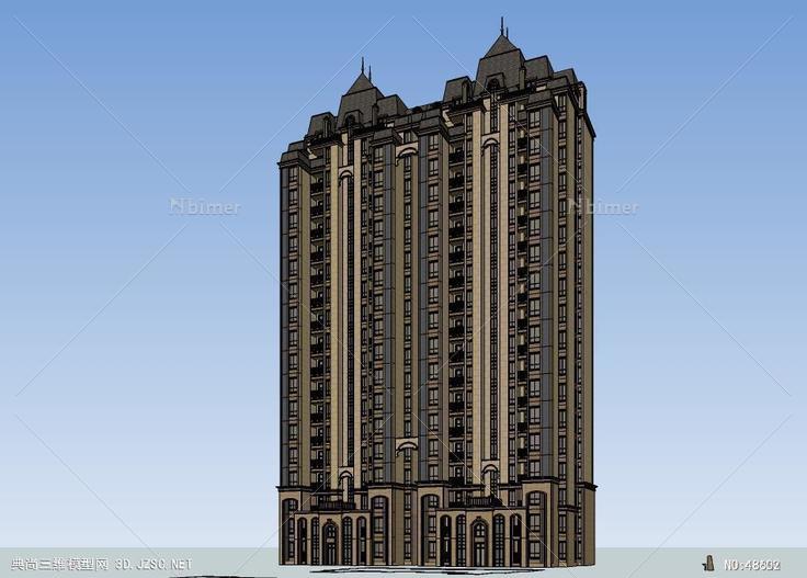 小高层拼接高层住宅 su模型 3d