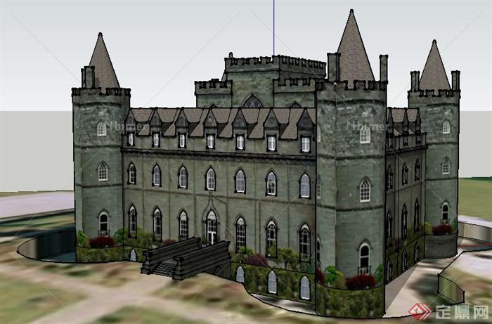 苏格兰弗雷里城堡建筑设计su模型