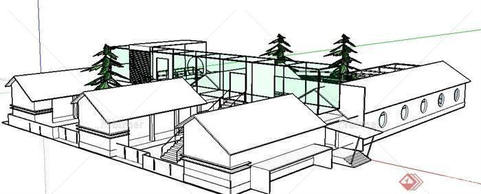 某地现代风格住宅建筑设计方案SU 模型