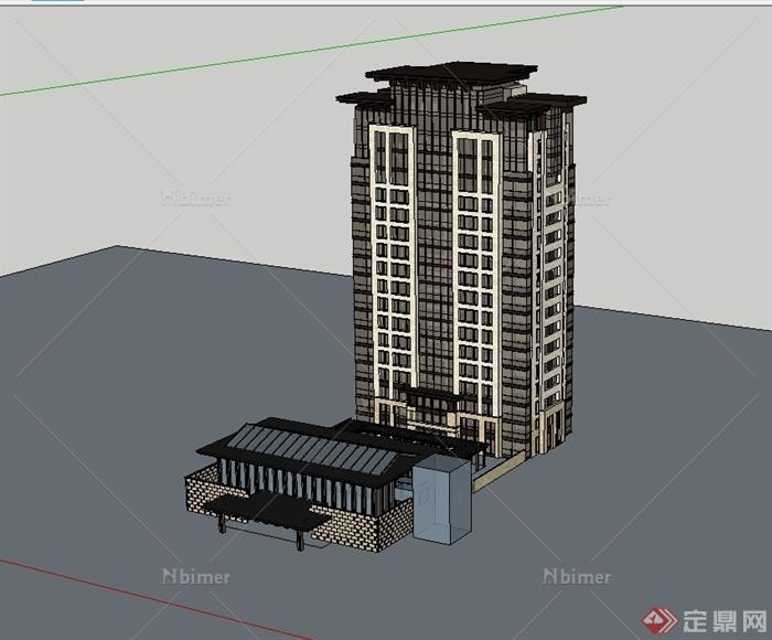 新古典住宅高层居住建筑楼设计su模型[原创]