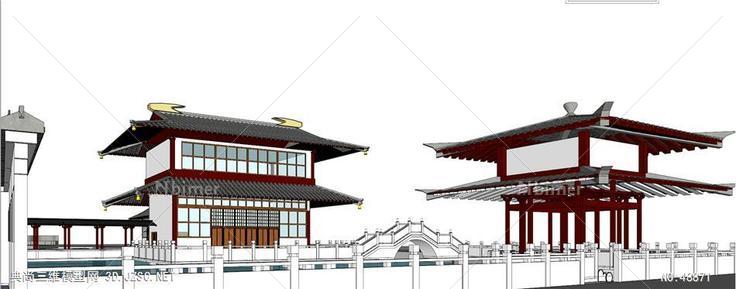 SU完整院落结构古建古代 su模型 3d