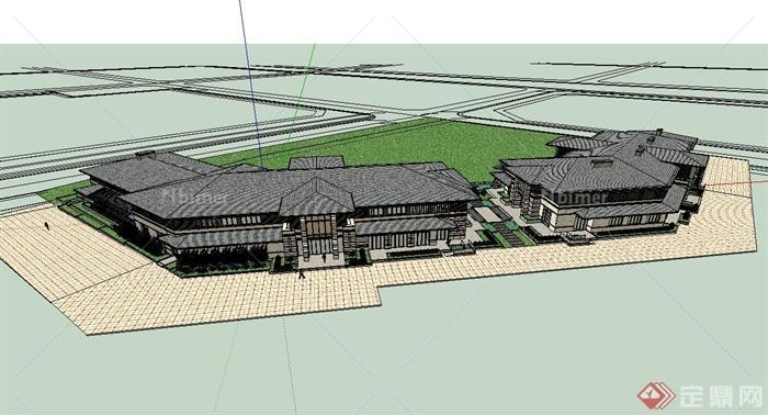 新古典风格多层详细会所建筑楼设计su模型[原创]