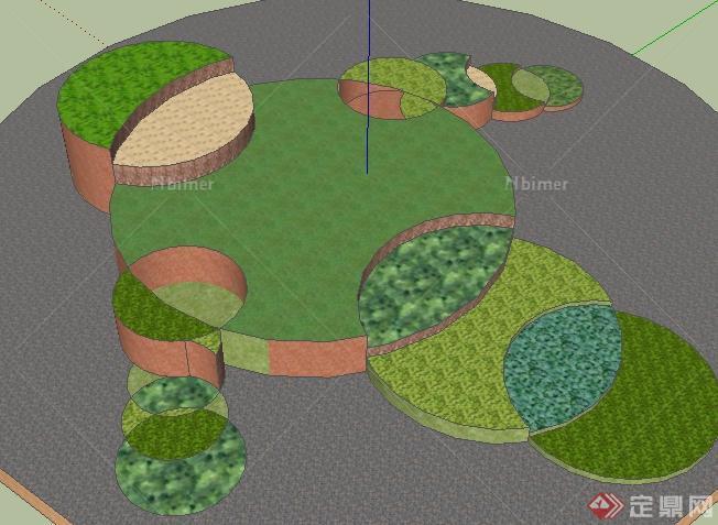 某景观节点阶梯式草坪景观SU模型