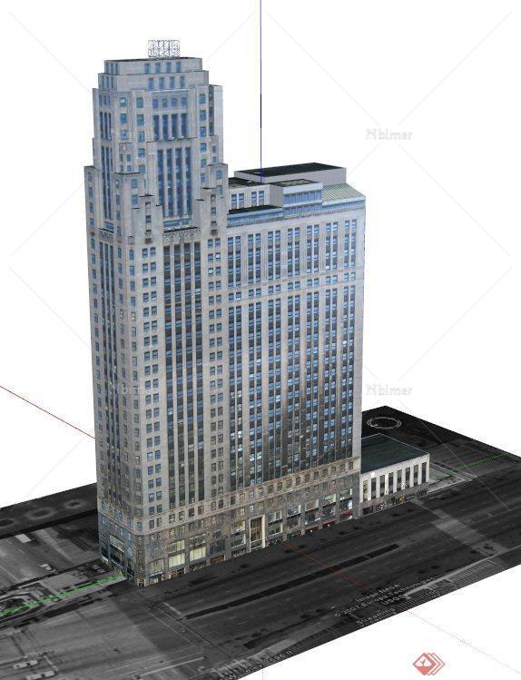 一栋商场、酒店大楼建筑设计SU模型