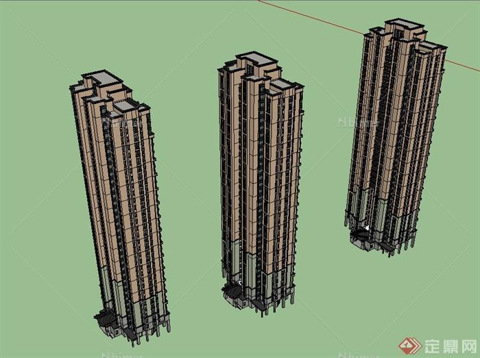 新古典高层住宅楼设计su模型[原创]