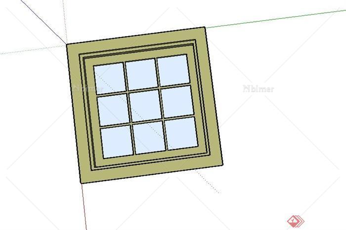 某现代室内矩形窗户SU模型设计[原创]