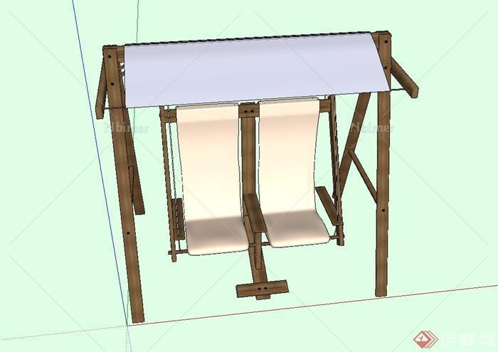 双人廊架秋千椅设计su模型
