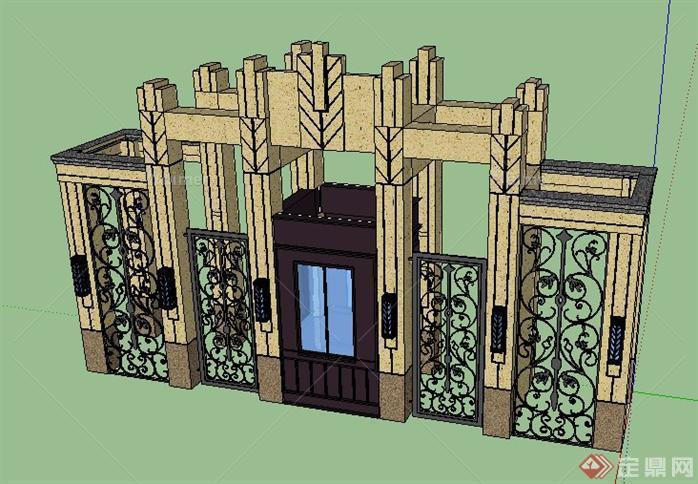 某欧式住宅区门楼SketchUp(SU)3D模型