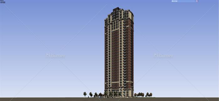 某简欧风格高层小高层住宅楼建筑方案设计SU模型
