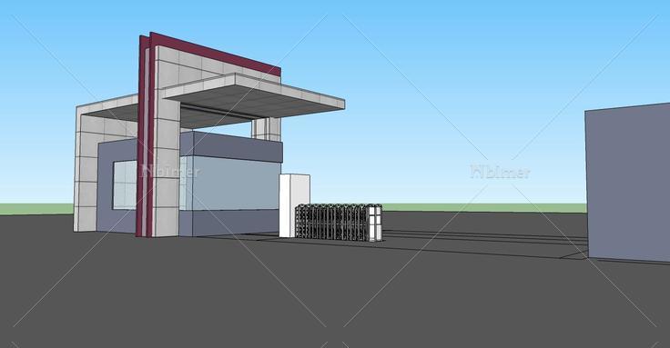 现代门卫室及入口(77614)su模型下载
