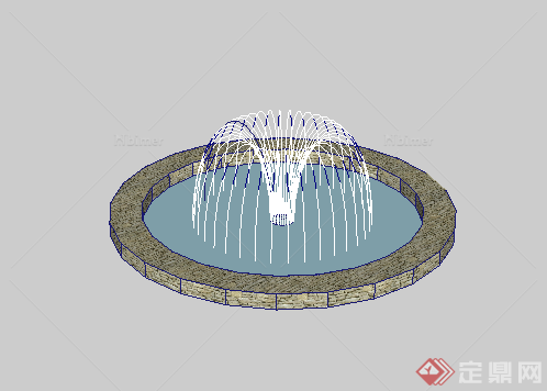 某园林景观喷水池喷泉水景设计SU模型素材