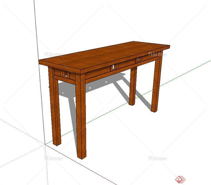 某现代中式风格木质高脚桌设计su模型[原创]