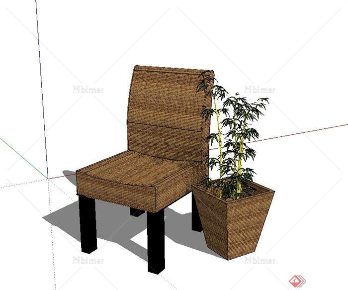 现代风格室内空间座椅设计su模型[原创]