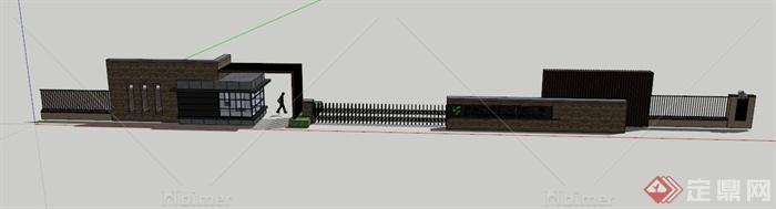 现代厂区大门设计SU模型