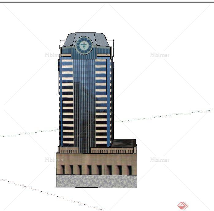 某L形高层办公建筑设计SU模型